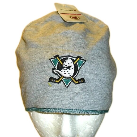 Anaheim Mighty Ducks Vintage 90s Mens Beanie Grey Winter Hat Cap New Tags Nhl - Picture 1 of 3